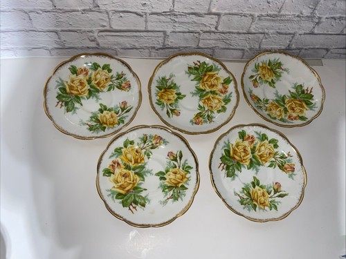 Royal Albert England Reg No. 839056 Gelb Tee Rose BoneChina 5,25" Untertasse Set 5 - Bild 1 von 11