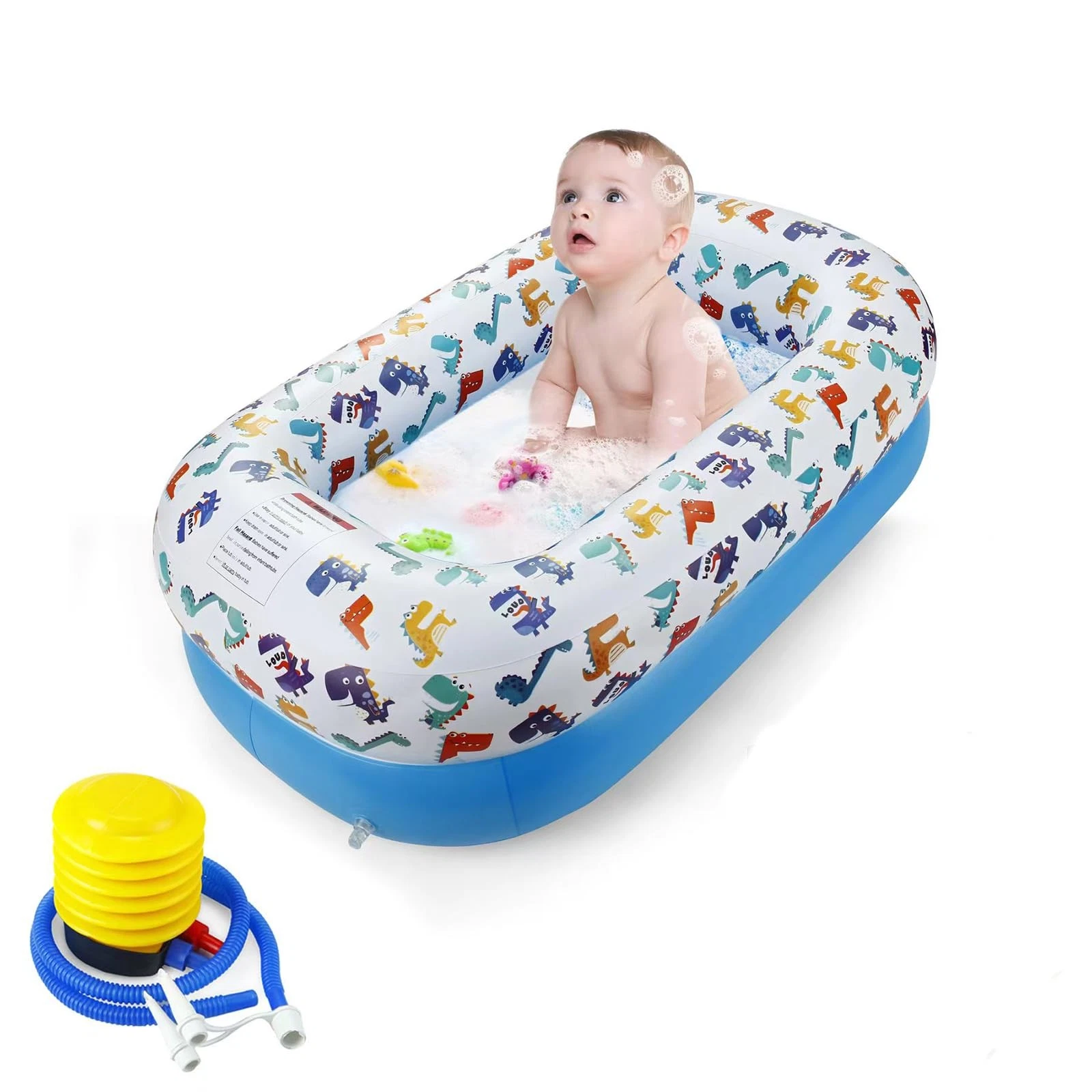 Inflatable Dinosaur Baby Bathtub, Foldable Baby Infant Bath Tub Toddler Batht...