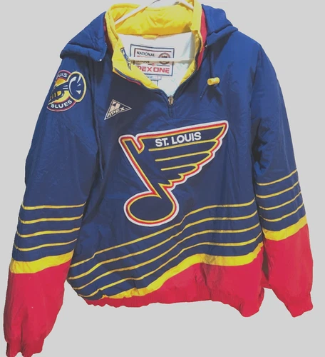 St. Louis Blues NHL Vintage 90s Pullover Hoodie1/4 Zip Blue Apex One Jacket L