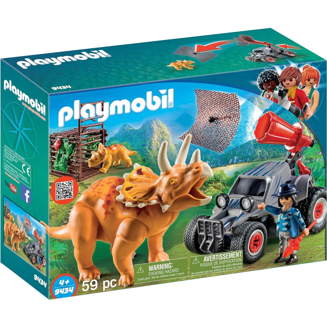 Playmobil 9434 Dinos Enemy Quad With Triceratops Playset