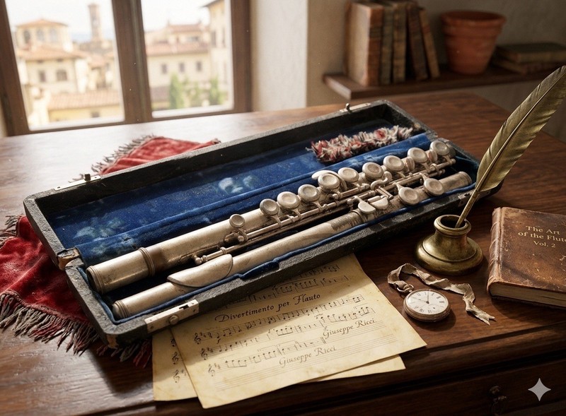 Rare Antique Luigi Vanotti Milano Flute - Boehm System - Original Case - Italy