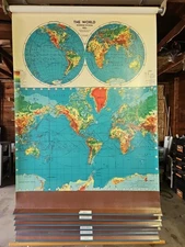 United States  1950 school pull down wall 7 map - Weber Costello - Canvas Roll