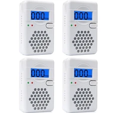 4 Pack Carbon Monoxide Detectors,CO Alarm Detector Device with LED Digital Di...