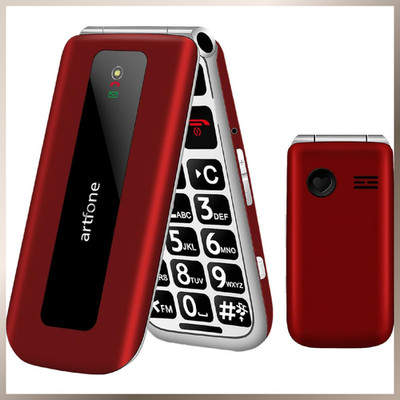 Seniorenhandy Klapphandy Rot 2G GSM Dual SIM Großtasten 2,4 Zoll mit SOS