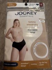 Jockey Women's SMALL Tummy Smoothing Mid-Waist Briefs 2 PACK Beige 10725