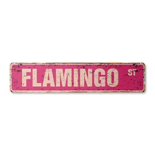 FLAMINGO Vintage Street Sign Metal Plastic new pink flamingos lover bird