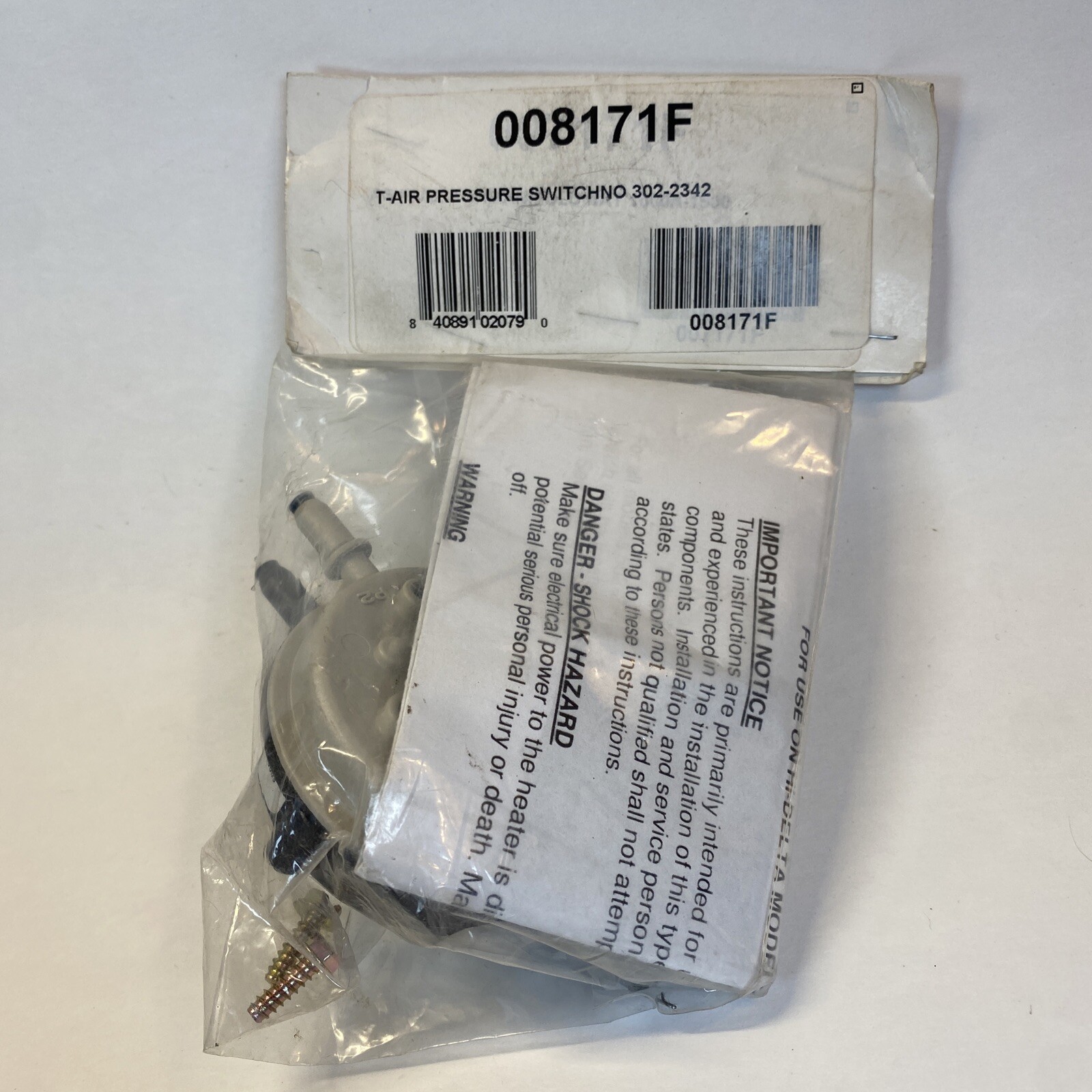 RAYPAK 008171F / 008171F Kit-Air Pressure Switch *Read*.