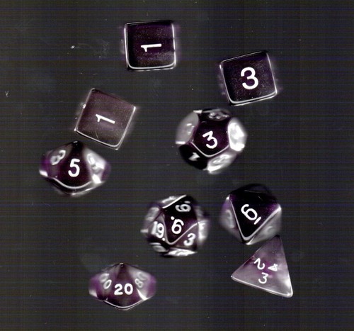 Mindsports/Chessex 9 Set Transparent Purple/White - Picture 3 of 3
