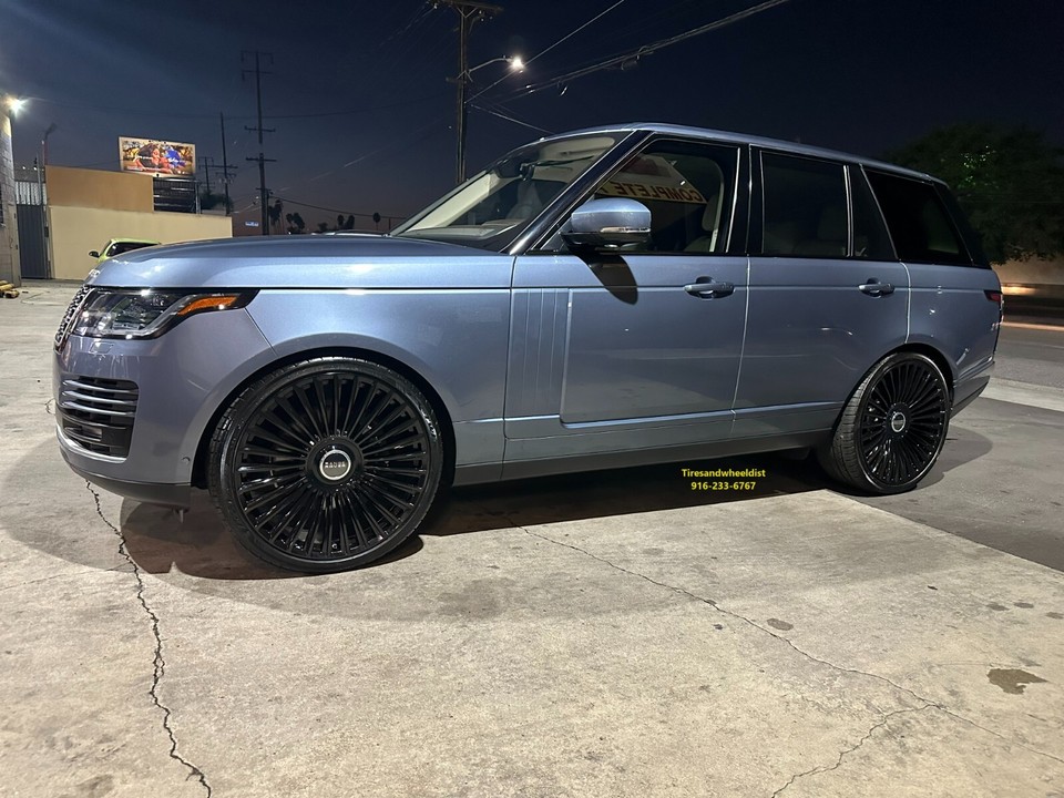 24” Flow Series Range Rover Style Rims Gloss Black Wheels with Tires ...