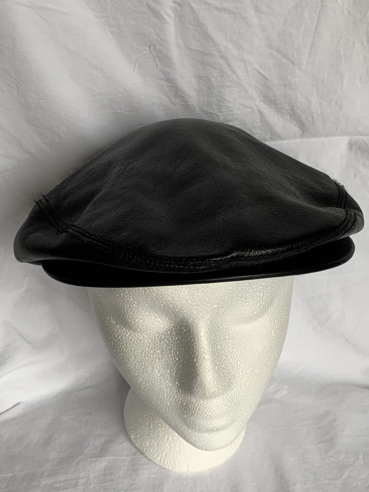 Chapéu Liso Masculino Vintage London Fog Newsboy Cabbie Couro Tamanho M Preto  - Imagem 2 de 4