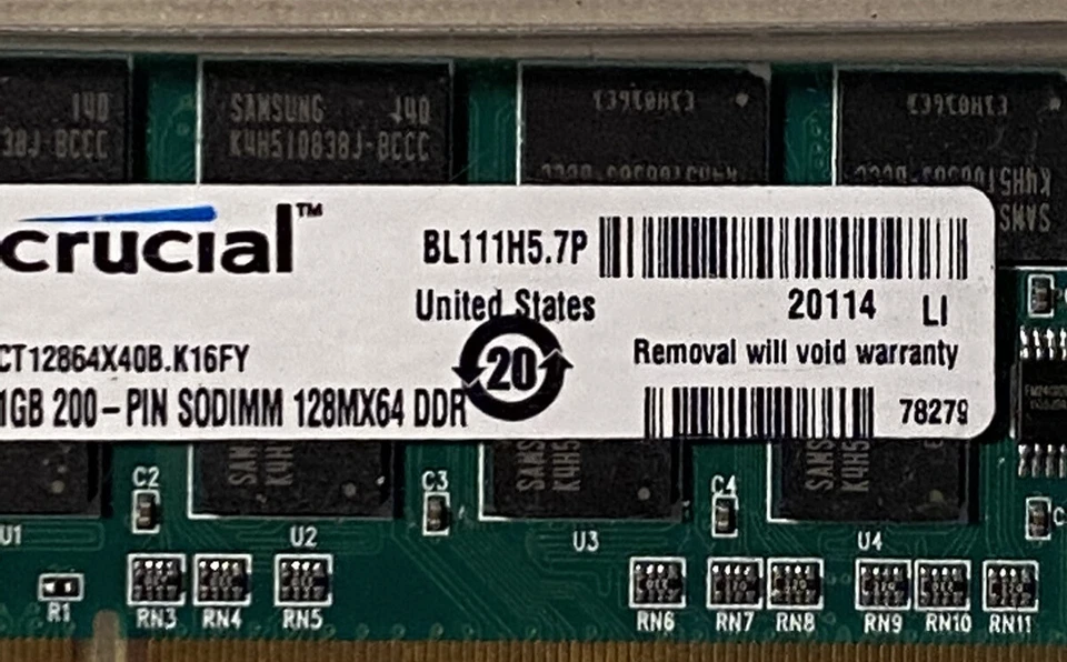 Crucial 1GB 200 Pin DDR2 SODIMM 126MX64 Memory Card NEW In Package - Image 4 of 4