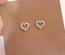 0.5CT Round Cut Simulated Open Heart Baby Girls Earrings 14k Yellow Gold Plated