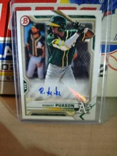 2021 Bowman Prospects Robert Puason #PAPR-RP Auto Oakland Athletics SP Paper Aut