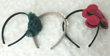 Headband Flowers Rustic Pearls Sequins Standard Size Set of 3 B5-141