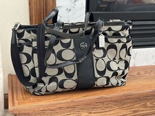 Coach Signature Stripe Multifunction Baby Diaper School Travel Tote Bag