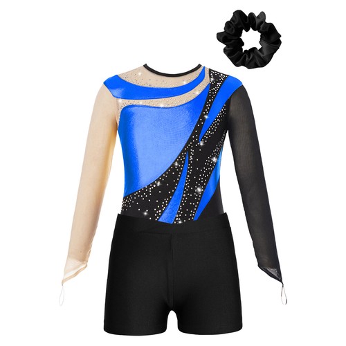 Kinder Mädchen Unitards Gymnastik Trikot Latin Ballett Overall mit Shorts Skaten - Bild 32 von 63