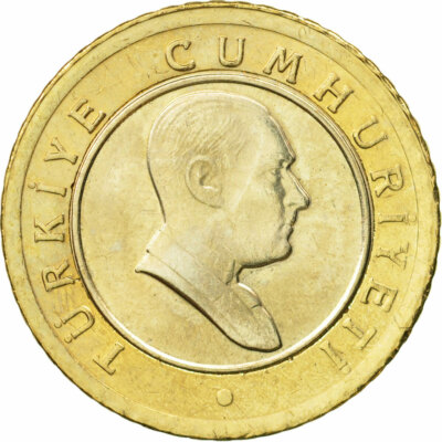 [#467348] Münze, Türkei, 50 New Kurus, 2005, Istanbul, VZ, Bi-Metallic, KM:1168