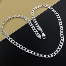 8MM Electroplated High Polished Silver Link Style Necklace