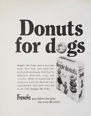 1967 French's Doggie Do-nuts Pet Treat Poodle Little Girl Print Ad