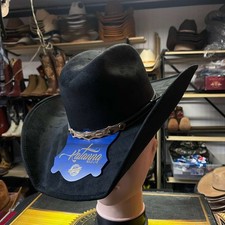 All Black Wide Brim Cowboy Hat. Men's Suede Western Hat. Sombrero Vaquero Negro.