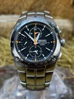 Vintage Men’s Silver Tone Seiko Sportura Chrono Quartz Watch. Runs Great