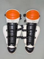 Vintage Leg Shin Guards Orange Black White MacGregor USA G27L Great Condition