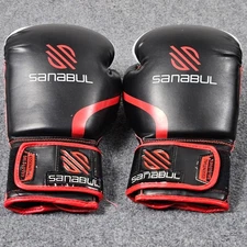 Sanabul Essential Gel Boxing Gloves 12oz Black Red Fight Training Gloves Bag