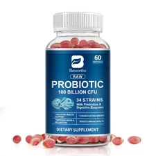 Raw Probiotics 100 Billion CFU Potency Digestive Immune Health 60-600 Capsules