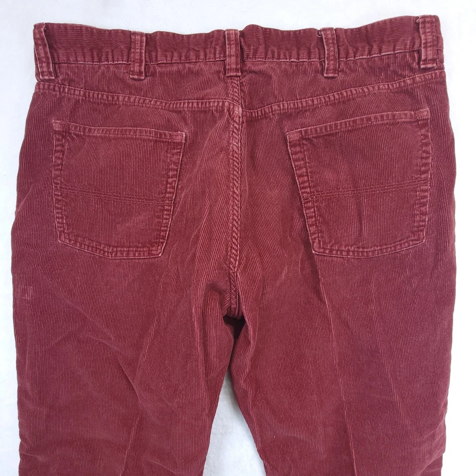 LL Bean Mens Corduroy Pants 38x30 Burgundy Red Standard Fit Cotton Casual  - Image 3 of 4