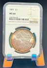 1887 Morgan Silver Dollar $1  NGC MS64 90% Silver Beautiful Toning
