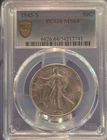 1945-S WALKING LIBERTY HALF DOLLAR - PCGS MS-64, BLAST WHITE! PREMIUM QUALITY!