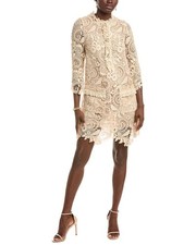 Oscar De La Renta Silk-Lined Mini Dress Women's Beige 2