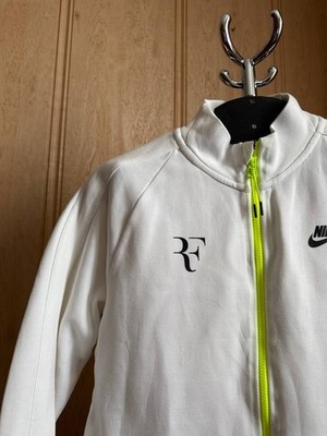 RF ROGER FEDERER PREMIER TECH FLEECE WHITE GREEN TENNIS JACKET