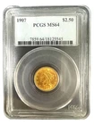 1907 US $2.50 Liberty Gold Coin PCGS MS64
