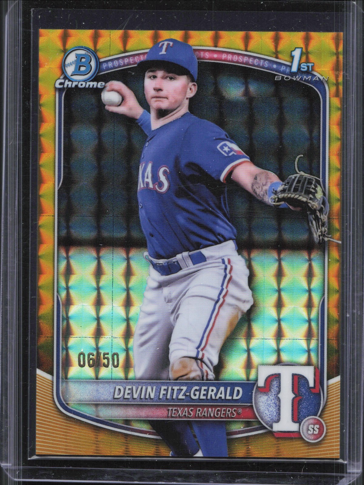 2025 Bowman Chrome Devin Fitz-Gerald BCP-158 1st Gold Geometric Refractor /50