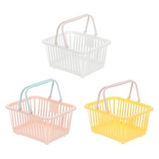 3PCS Mini Shopping Baskets with Handles Small Tiny Baskets, White Pink Yellow