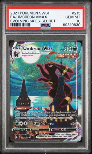 2021 POKEMON SWORD & SHIELD EVOLVING SKIES SECRET FULL ART/UMBREON VMAX PSA 10