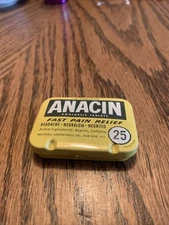 ANACIN Pocket Purse TIN, Nice W/  Ad Front/Back And Papers Vtg