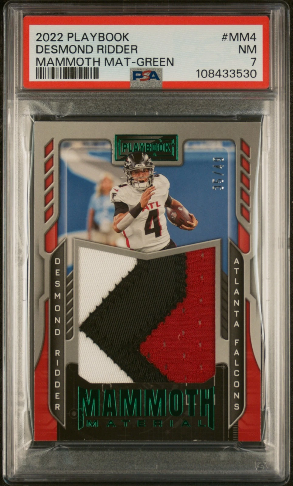 Desmond Ridder Panini Playbook Mammoth Material #MM4 Green