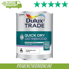 Dulux Trade Quick Dry Satinwood – Pure Brilliant White – 1L 100% ORIGINAL ⭐⭐⭐⭐⭐