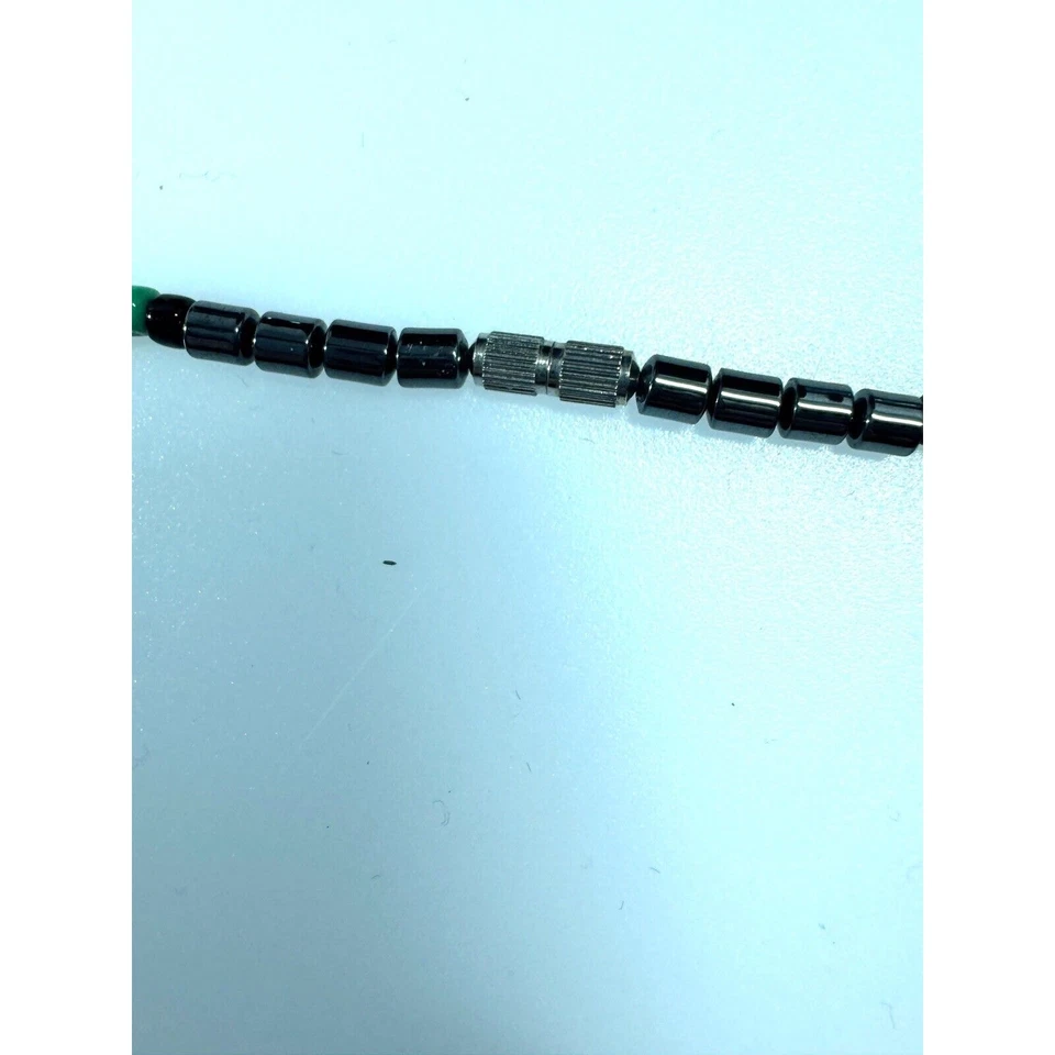 "Collar babero vintage de hematita y cuentas de vidrio broche de barril 16"" amarillo negro verde" Foto 3 de 4