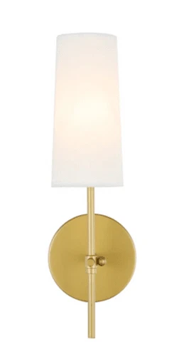 Elegant Lighting LD6004W5BR Mel Single Light 16" Wall Sconce Linen Shade - Brass - Picture 1 of 1