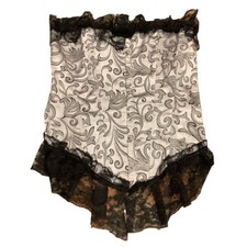 Vintage Satin  Lace Trim Corset W/Satin Ribbon on Back  Matching Thong Size S