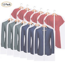 12Pcs Clear Hanging Clothes Garment Bags for Suit Long Dress Gown Closet Storage