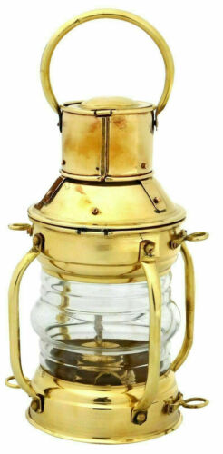 Polished Brass Anchor Oil Lamp Nautical Maritime Ship Lantern Christmas Decor - Picture 3 of 3