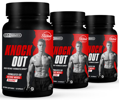 3 Pack Knock Out, quemador de grasa instantáneo-60 Capsulas x3