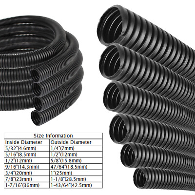 Wiring Loom Split Wire Cable Sleeve Flex Tubing Wire Wrap Corrugated Conduit Lot