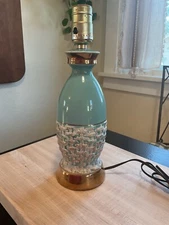 Vintage MCM Turquoise and Gold Accent Lamp