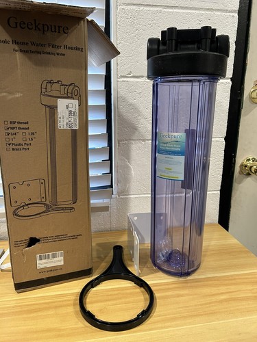 Geekpure 20-Inch Whole House Clear Water Filter Housing with Wrench Bracket-3/4" - Picture 2 of 7