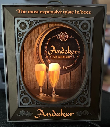 Pabst Andeker of America Vintage Light Up Wall Hanging Beer Sign Draught Draft